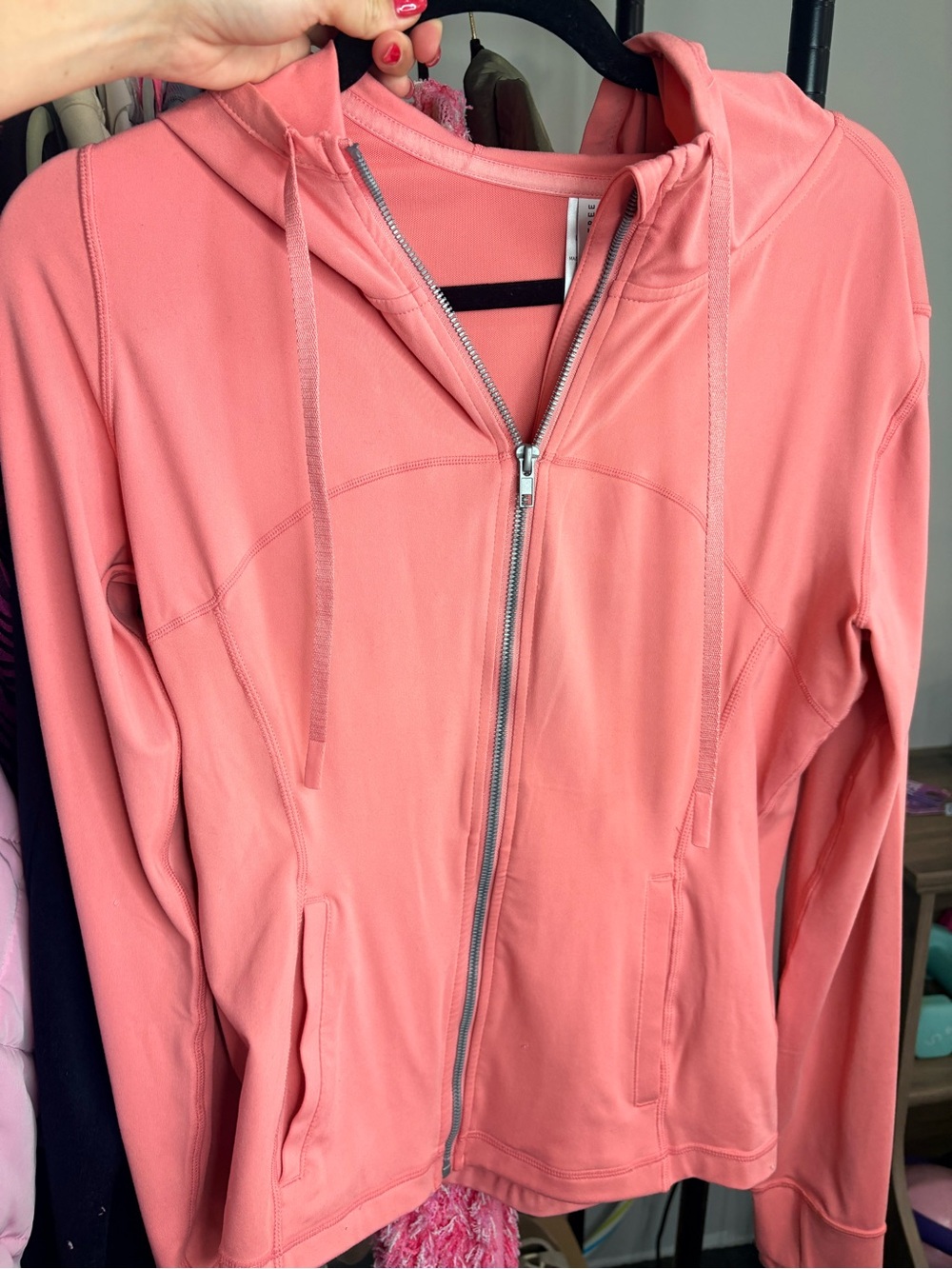 Coral Pink Full-Zip Utility Hoodie Jacket